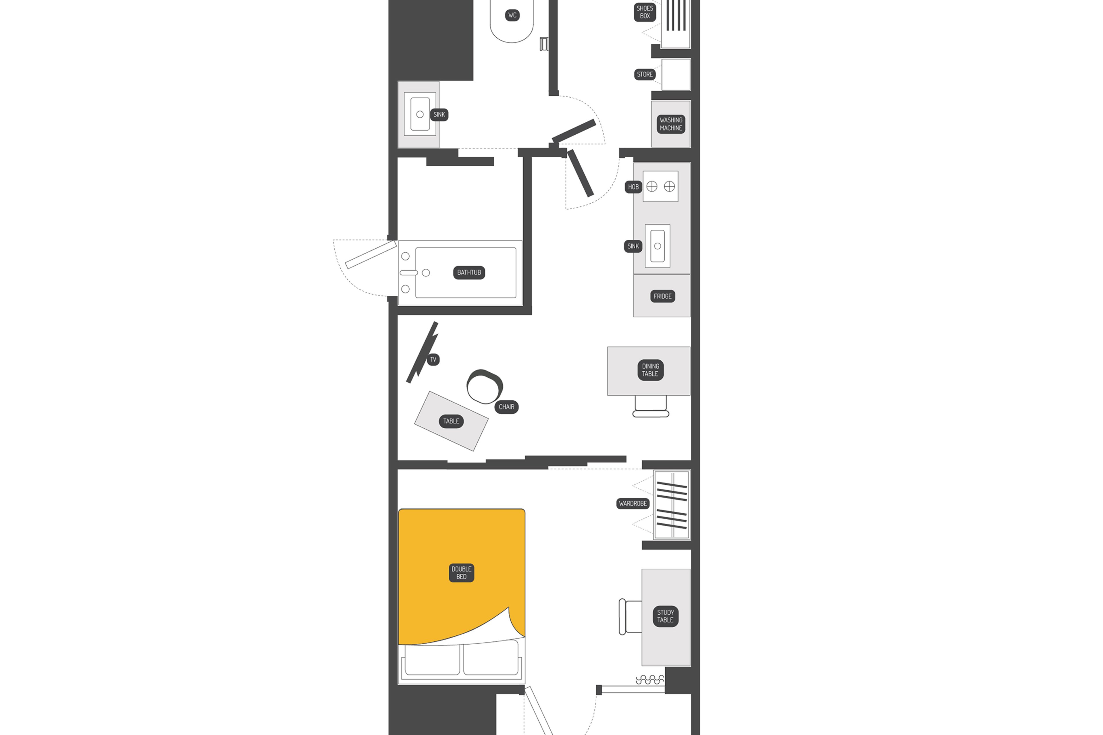 1 Bedroom with Balcony A（1DK）のイメージ