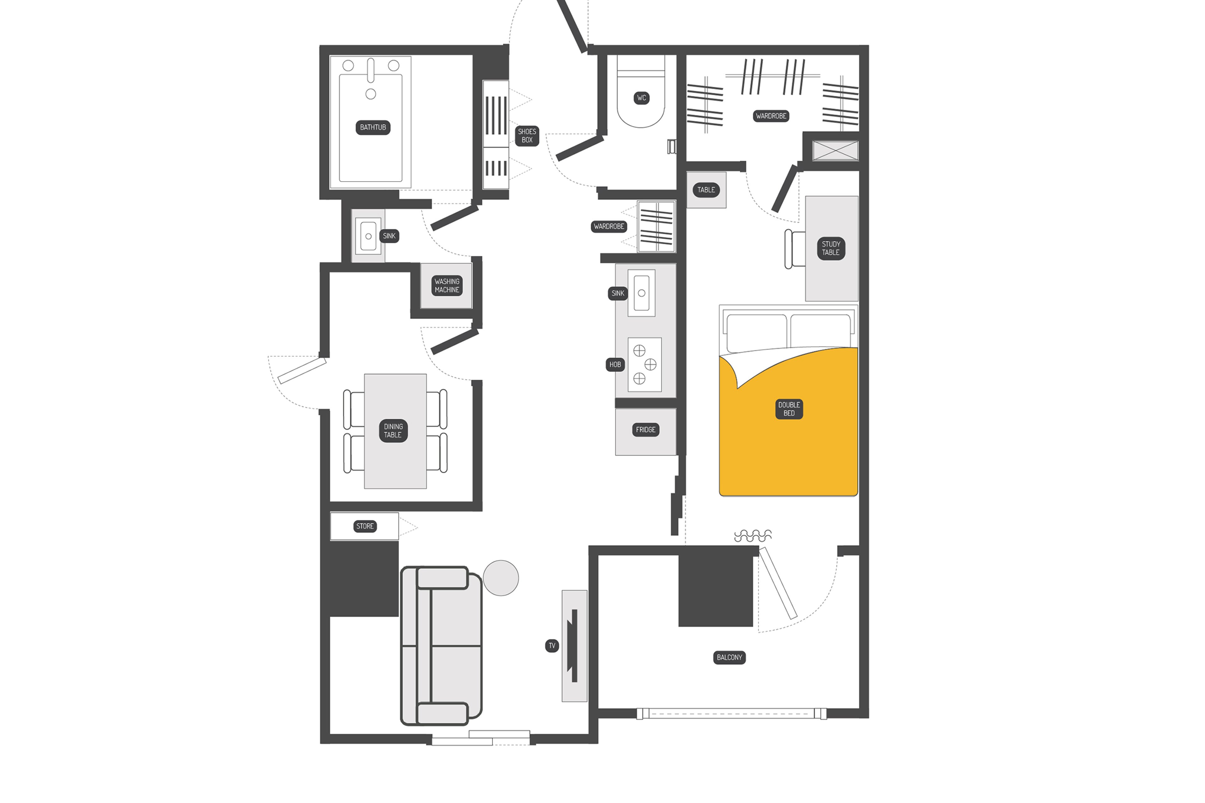 1 Bedroom with Study Aのイメージ