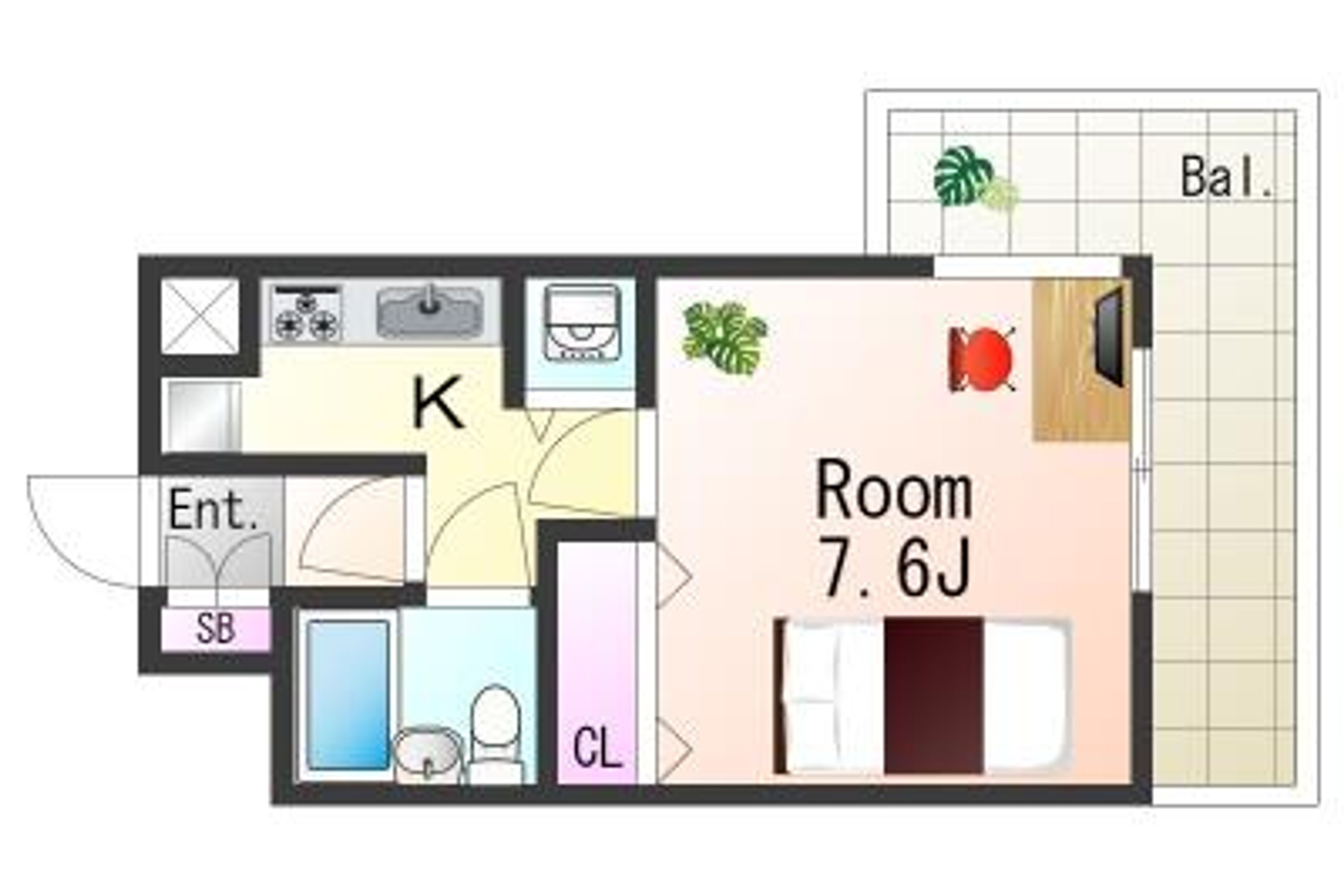 1K(25.84㎡)のイメージ