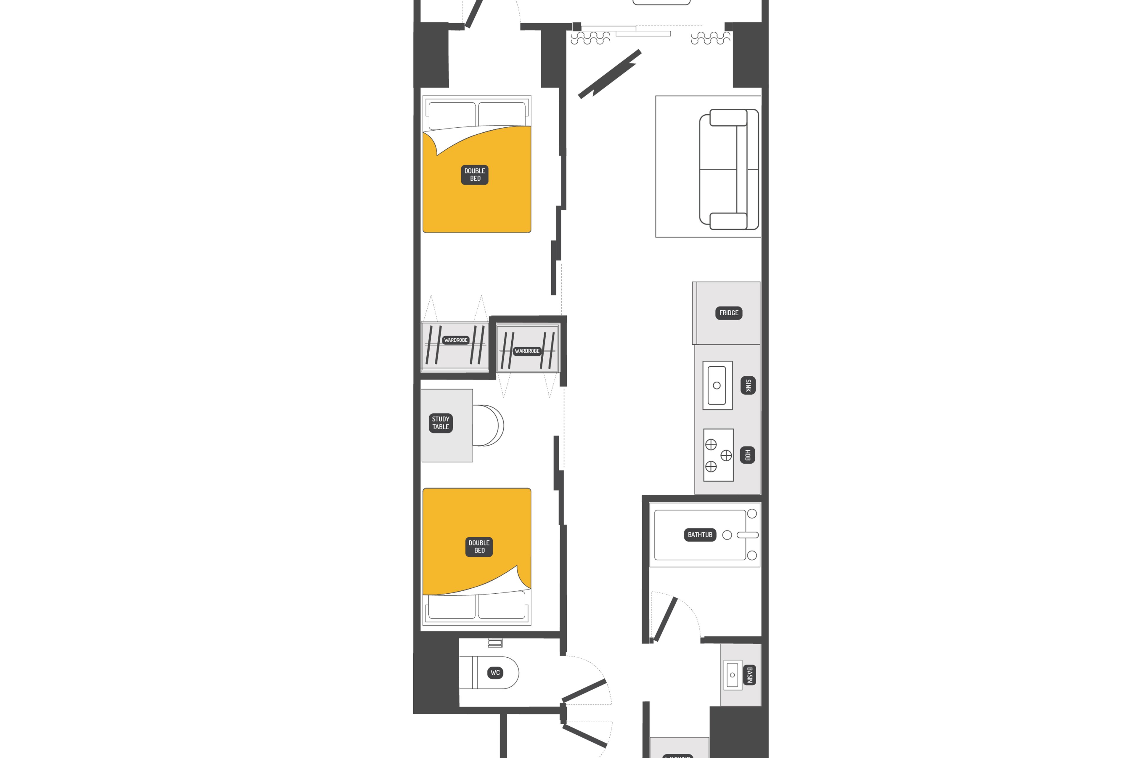 2 Bedroom with Workspace（2LDK）のイメージ
