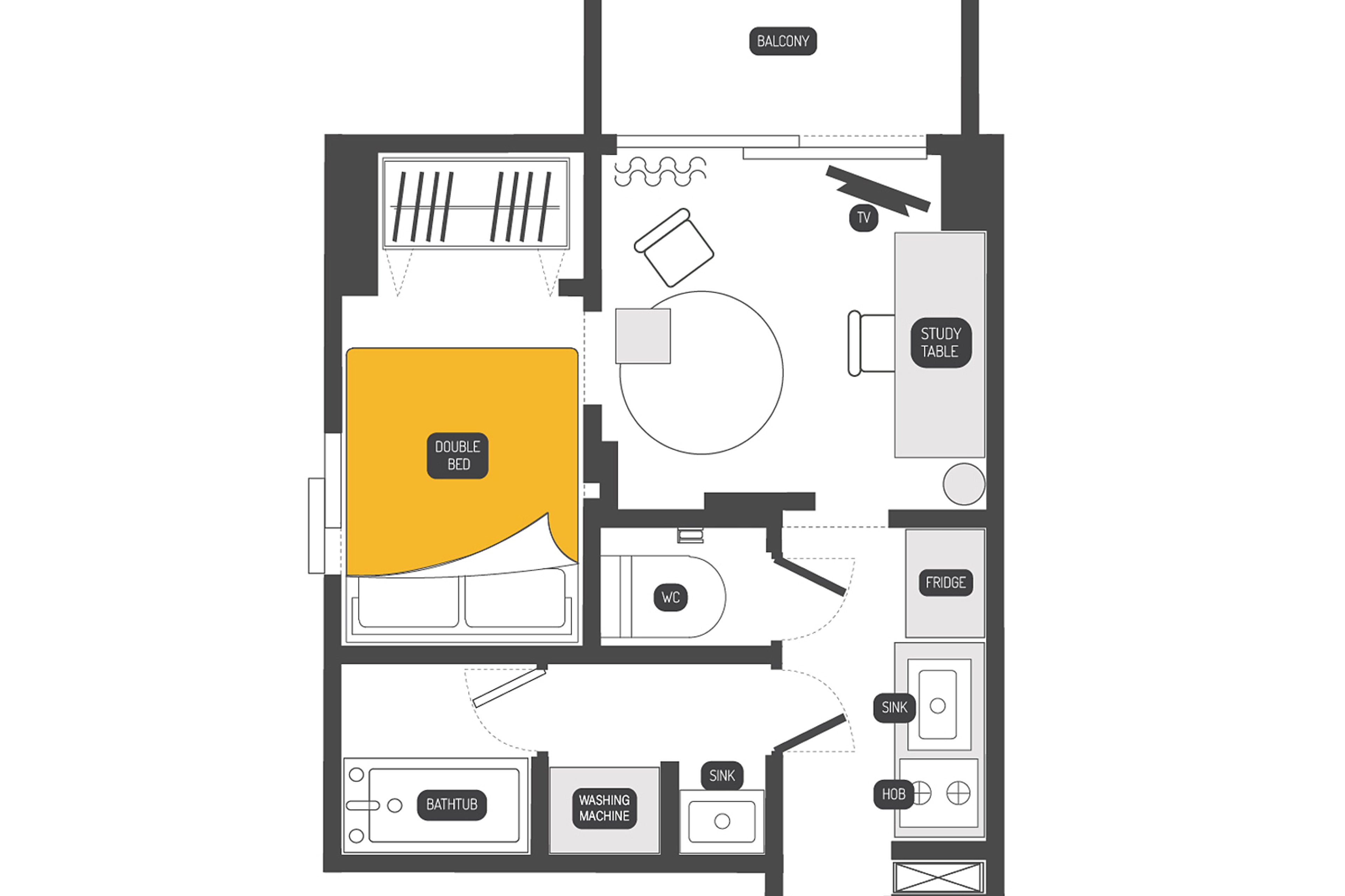 1 Bedroom（1LDK）のイメージ
